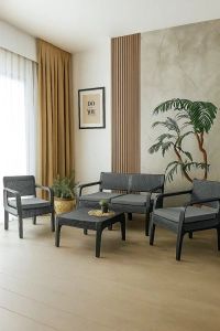 Lüx Sofia 4 Kişilik Minderli Sehpalı Raddan Bahçe Balkon Teras Ergonomik  Oturma Grubu 2 1 1